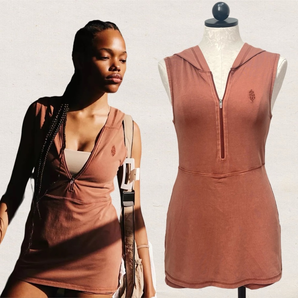 FP Movement by Free People Hot Shot Hooded Skortsie Sequoia Brun Skort Dress XS - Picture 4 of 8
